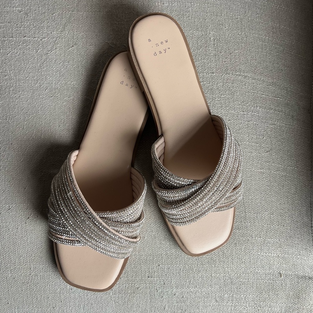A New Day Cream and Silver Minimalist Sandals